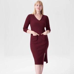 Universal Standard Rita Ribbed Sweater Dress with Pockets - Ribbed Knit Dress